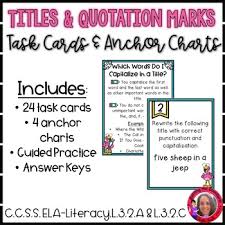Quotation Marks And Capitalizing Titles Task Cards