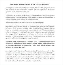 Child Custody Agreement Template California Custody Agreement Joint Custody Separation Agreement Template