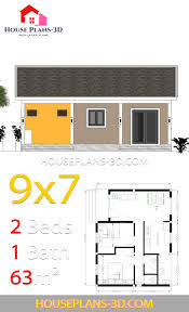 Find local professionals · see contractor reviews House Plans 9x7 With 2 Bedrooms Gable Roof House Plans 3d