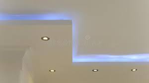 Contemporary and modern ceiling lights, with a few classic chandeliers: Ceiling Halogen Spots And Hidden Light Stock Image Image Of Ceiling Indoor 157810059