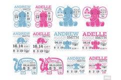 Download Elephant Birth Announcement Svg Ear Birth Stats Template 333339 Cut Files Design Bundles