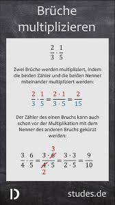 Bruche Multiplizieren Zwei Bruche Werden Miteinander Multipliziert Indem Die Beiden Zahler Und Die Beid Nachhilfe Mathe Mathematik Lernen Lernen Tipps Schule