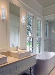 How bathroom sconces can add to your bathroom's design finding the right balance between ambient, task and accent lighting is difficult without the use of bathroom wall sconces.while ambient lighting can be easily provided by a bathroom ceiling light, creating task lighting solely with vanity light can sometimes leave your lighting unequal. Crystal Wall Sconce Houzz