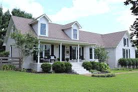 If your brick is already painted, you can still achieve a whitewashed look. Farmhouse Porch In Nube Gray Romabio