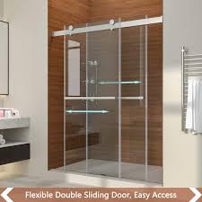 Walk in showers can transform your bathroom by introducing a whole new world of wet. Elegant Double Sliding Frameless Shower Door 60 Width Adjustment X 76 High Upgrade 3 8 Clear Glass Shower Door Brushed Stainless Steel Amazon Com