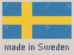 Swedish Flag Knitted Pattern, Made In Sweden. Modern Vector Ornament, Wool  Knitted Texture, Banner Of Sweden. Flat Knitted Standard, Design Element  For Sites. Hand Made Flag. Royalty Free SVG, Cliparts, Vectors, and