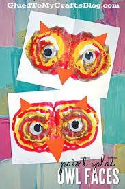 Paint Splat Owl Face Paper Kid Craft Idea September Kids Crafts Paper Art Projects Fall Arts And Crafts