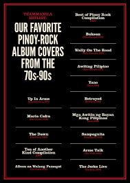 The billboard hot 100 chart is the main song chart of the american music industry and is updated every week by the billboard magazine. Teammanila Hit List Our Favorite Pinoy Rock Album Covers From The 70s To 90s Teammanila Lifestyle Teammanila Hit List Our Favorite Pinoy Rock Album Covers From The 70s To 90s