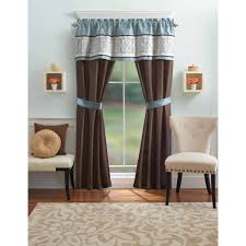Deconovo 108 inch rod pocket blackout curtains thermal insulated energy efficient room darkening curtain for living room 52wx108l inch brown 2 panels. Better Homes And Gardens Blue Ombre Scroll 5 Piece Window Curtains Set Curtain Panels And Valance Included Walmart Com Walmart Com