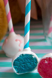 Up the ante for your pink and blue color palette by dazzling your gender reveal party guests with pink and blue snacks. Gender Reveal Cake Pops Recipe Queenslee Appetit