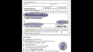 Edexcel Gcse Maths Mock Set 3 9 1 2017 Paper 3 Higher Calculator Youtube