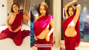 Model Moumita Saha Red Saree Boobs Expose Video
