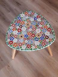 Mosaic Coffee Table Cute Glass Table Flower Small Table Floral Etsy In 2020 Mosaic Coffee Table Mosaic Flowers Mosaic Table