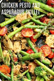 Chicken Pesto And Asparagus Skillet Six Sisters Stuff Recipe Chicken Pesto Recipes Pesto Dishes Pesto Recipes Dinner