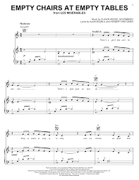 Empty chairs at empty tables from les miserables sheet. Alain Boublil Empty Chairs At Empty Tables Sheet Music Pdf Notes Chords Musical Show Score Piano Vocal Guitar Right Hand Melody Download Printable Sku 29260