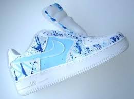 All blue air force 1 custom. Remixdakickz Light Blue Splash Custom Air Force One Sneakers Nike Shoes Blue Air Force One Shoes Mens Nike Shoes