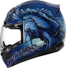 Black And Blue Motorcycle Airmada Ravenous Black Products Ride Icon Motorcycle Helmets Blue Motorcycle Helmets Motorcycle Riding Gear