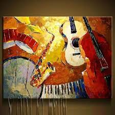 Free Shipping Handpainted Canvas Wall Art Abstract Painting Modern Musical Instruments Knife Oil Painting Home Dec Musique Illustration Art Musique Art Musical