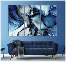 Blue Marble Wall Art Navy Blue Wall Decor Abstract Canvas Print Contemporary Art Modern Wall Decor E Blue Wall Decor Living Room Blue Wall Decor Blue Wall Art