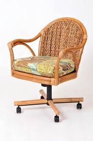 Panama Rattan Swivel Tilt Caster Dining Chair Model Pan 011 Antique Honey Stain American Rattan Furniture Sillones