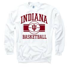 Indiana Hoosiers White Wide Stripe Basketball Crewneck Sweatshirt Sweatshirts Basketball Hoodies University Outfit