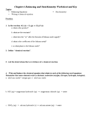 Types of chemical reactions worksheet answer key. Chapter 6 Balancing Stoich Worksheet And Key Stoichiometry Hydroxide