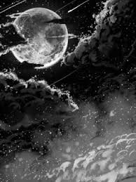 Beautiful Scenery Images Black And White Beauty Drawing Art Black And White Anime Beautiful Sky B W Moon Night Galaxy Stars Artwork Monochrome Clouds Star C Night Sky Tattoos Night Sky Art Sky Tattoos