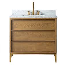 The photo above is of a 38 double height apron, open style vanity with a slat shelf, stained with a nutmeg finish. Kinwell 30 In Light Oak Single Sink Bathroom Vanity With White Marble Top And 2 Drawers Bsc010 Lightoak Rona