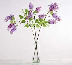 Faux Lilac Stem Artificial Flowers Pottery Barn Lilac Recycled Glass Vases Dried Flowers