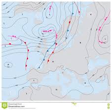 imaginary weather map europe showing isobars and weather