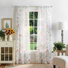 A pair of white sheer linen curtains, sheer curtain panels, linen sheer drapes, sheer window curtains, white linen sheer panels,, free shipping. Set Of 2 84 X37 Martha S Garden Print Sheer Curtain Panels White Martha Stewart Target
