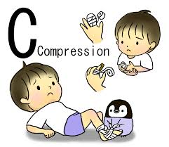 RICE処置のイラスト（Compression）－保健室、養護教諭向け無料イラスト | イラストほけんしつ