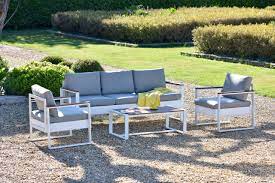 salon bas de jardin san diego aluminium blanc 5 personnes leroy merlin piccoli spazi esterni tavolo e sedie da giardino salotti all aperto