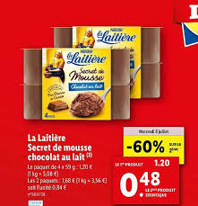 Offre La Laitiere Secret De Mousse Chocolat Au Lait 60 Sur Le 2eme Chez Lidl