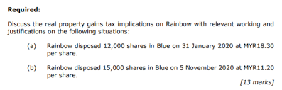 Therefore, the disposal of such shares will be subjected to rpgt. 2 On 1 August 2016 Blue Sdn Bhd Blue Acquired Chegg Com