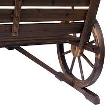 Maybe you would like to learn more about one of these? Outsunny 2 Person Wooden Wagon Wheel Bench W Slatted Seat And Backrest Brown Walmart Com Walmart Com