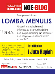 Check spelling or type a new query. Lomba Menulis Komunitas Sejuta Guru Ngeblog Motivator Pendidikan Kreatif