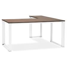Bureau d'angle henry bois métal h75cm (3) 59. Corporate Design Corner Wooden White Feet Walnut Finish Office