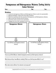 Homogeneous And Heterogeneous Mixtures Card Sorting Activity Heterogeneous Mixture Sorting Activities Sorting Cards