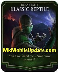 On the game that was released in 2011, you cannot play as shao kahn. Klassic Reptile Challenge Reptile Eyes Mortal Kombat Mobile
