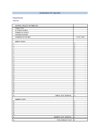 Construction schedule of values template excel. Schedule Of Values Cms