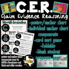 c e r claim evidence reasoning anchor chart foldable card sort and more