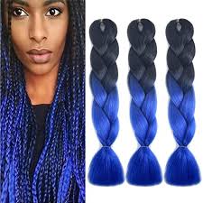Urqueen Hair Ombre Jumbo Braid Hair 3pcs Lot Synthetic Hair Extensions Two Tone Braiding Hair 100g Pcs Kanekalon Fiber For Twis Hair Hair Penteados Azul Escuro