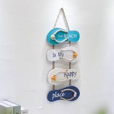 Search our wide selection of nautical decor for your entire coastal home, including nautical wall decor and nautical accessories made from sea glass, beach shells, aged driftwood, nautical rope materials and other beach themed nautical materials. Wooden Hanging Home Decor Beach Flip Flops Wall Decoration Hanging Nautical Theme Home Decor Exquisite Art Crafts Special Promo 318f Goteborgsaventyrscenter