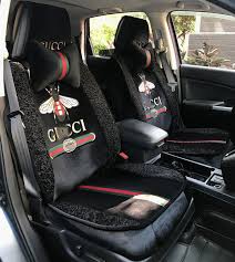 401 52 Beautiful Plush Fashion Gucci Bee Car Seat Covers Universal Pads Seat Cushions 9pcs Black Car Seats Disney Car Accessories Cute Car Accessories