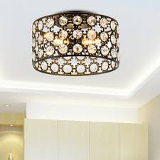 Shop this collection (122) tribeca 11.5 in. Black Crystal Drum Flush Mount Chandelier Modern Metal 3 Light Flush Mount Light For Corridor Beautifulhalo Com
