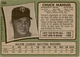 1971 Topps Chuck Manuel Minnesota Twins #744