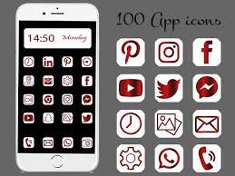 100 App Icons Red White Red Ios 14 App Covers Iphone App Etsy Iphone Apps App Icon App Covers