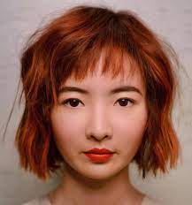Red Choppy Bob With Short Bangs Hairstyles With Bangs Wispy Bangs Hairstyle