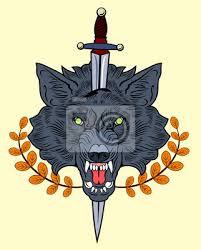 Der Kopf Entblosste Einen Wilden Wolf Zeichnen Im Stil Von Old Fototapete Fototapeten Unruhig Kojote Werwolf Myloview De